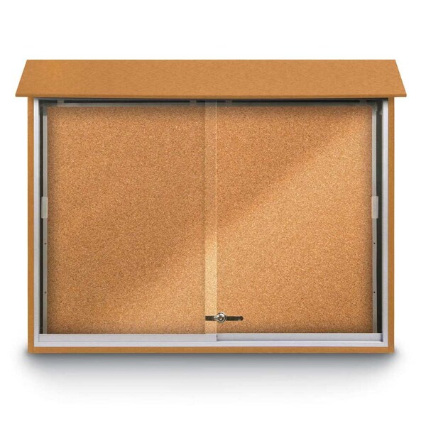 Outdoor Enclosed Combo Board, 72"x36", Bronze Frame/Blue & Buff